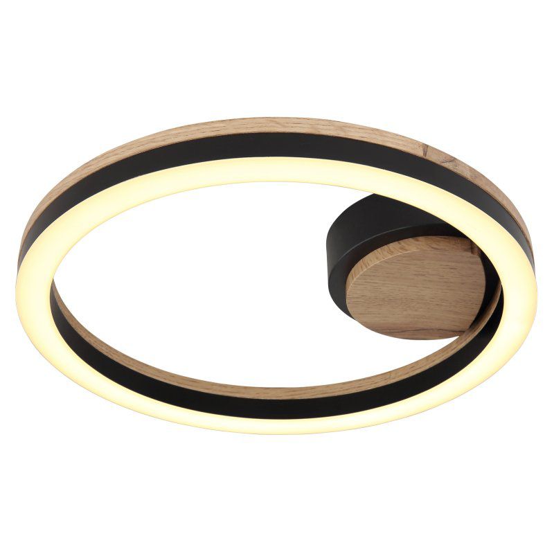 Lampa sufitowa LED BEATRIX 12W 3000K 30 cm czarna mat/drewno Globo Lighting 67298D 1 szt.