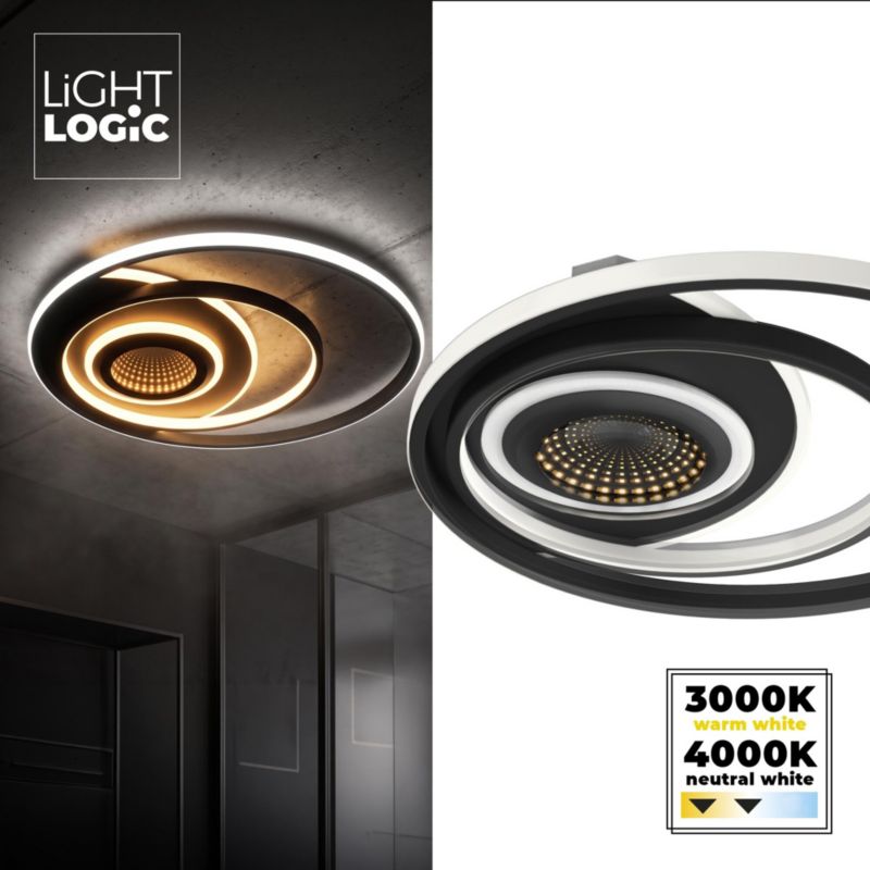 Lampa sufitowa LED plafon natynkowa okrągła LL TAVEL 3D czarna 24W 1500lm (66875) 1 szt.