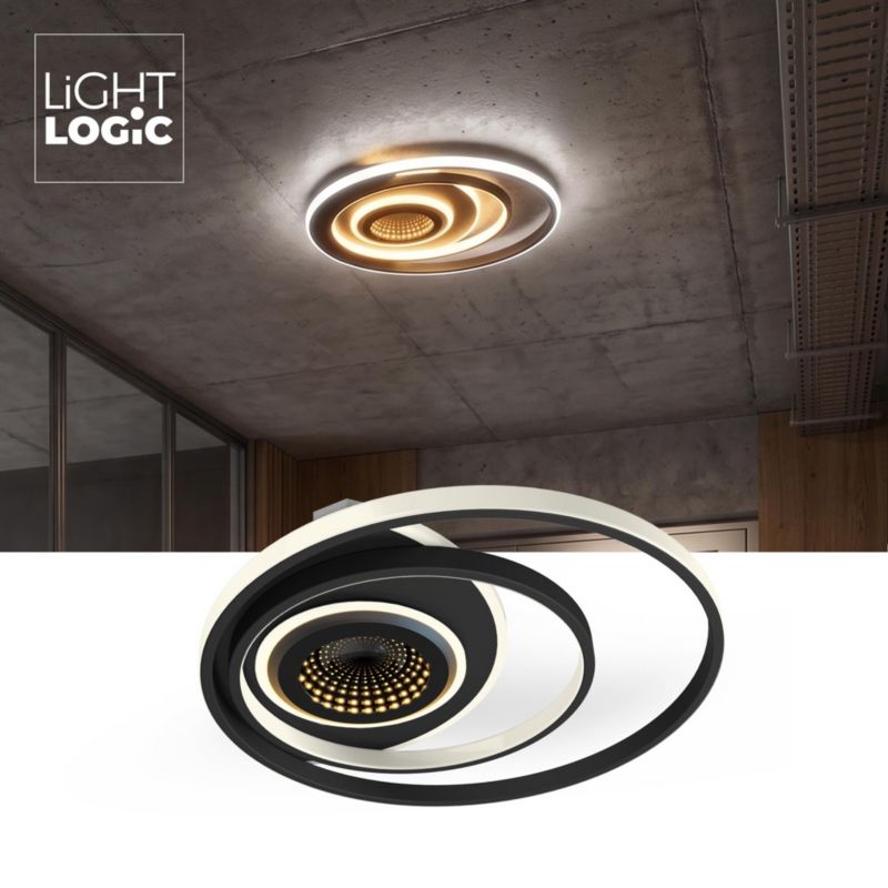 Lampa sufitowa LED plafon natynkowa okrągła LL TAVEL 3D czarna 24W 1500lm (66875) 1 szt.