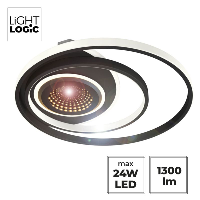 Lampa sufitowa LED plafon natynkowa okrągła LL TAVEL 3D czarna 24W 1500lm (66875) 1 szt.