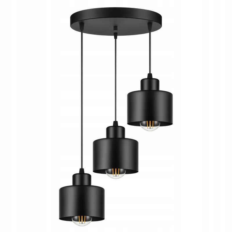 Lampa sufitowa LEDLUX wisząca żyrandol czarna regulowana loft 3x E27 1 szt.