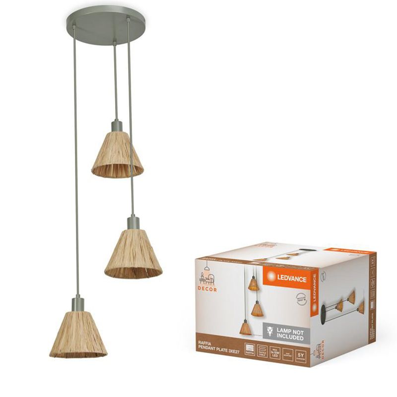 Lampa Sufitowa Ledvance Wisząca Dekoracyjna 3xE27 Zwis Brązowy Zielony 1 szt.