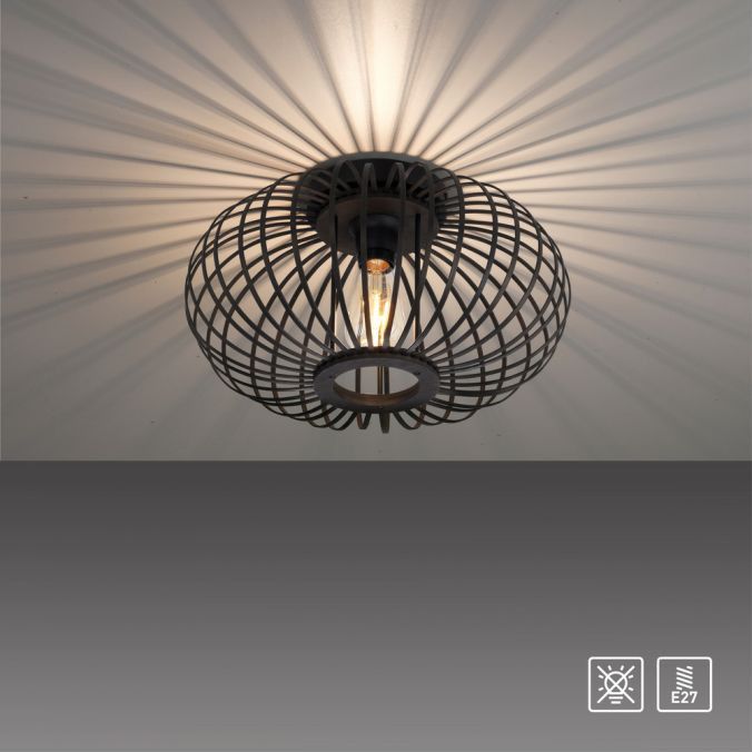 Lampa sufitowa Leuchten Direkt Racoon czarna wym: 23 x 40 x 40 cm 5xE27 x 40W 1 szt.
