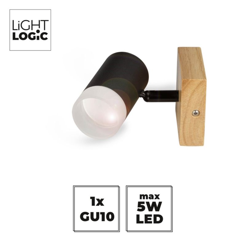 Lampa sufitowa LightLogic LL ANAN EL-1I GU10 66223 ścienna drewniana regulacja pojedyncza 1 szt.