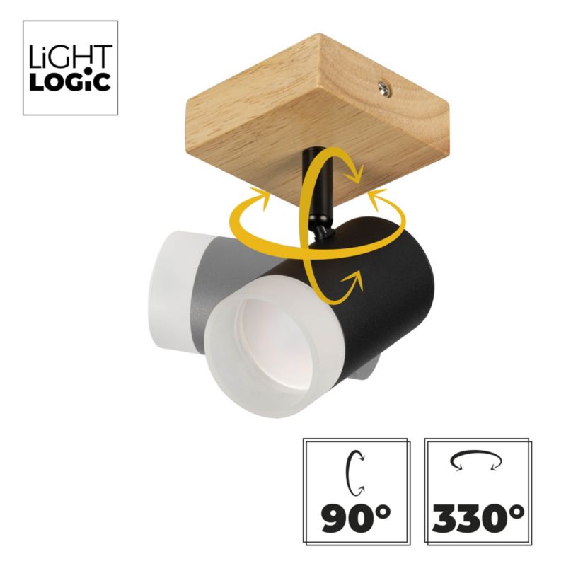 Lampa sufitowa LightLogic LL ANAN EL-1I GU10 66223 ścienna drewniana regulacja pojedyncza 1 szt.