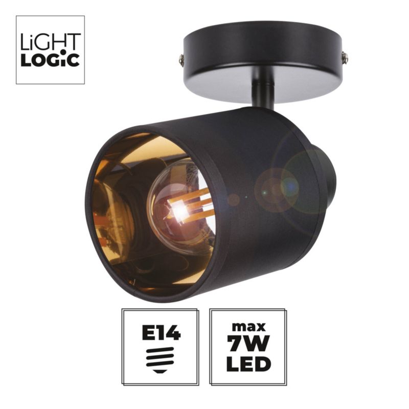 Lampa sufitowa LightLogic LL ANSE EL-1O E14 66202 spot pojedyncza czarna złota 1 szt.