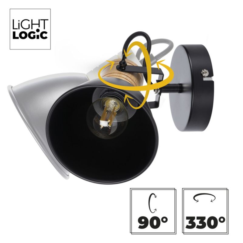 Lampa sufitowa LightLogic LL BOVI EL-1O E14 66207 ścienna czarna pojedyncza regulacja spot 1 szt.