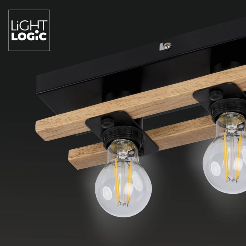 Lampa sufitowa LightLogic LL BURI 3xE27 66232 ścienna loftowa drewniana 1 szt.