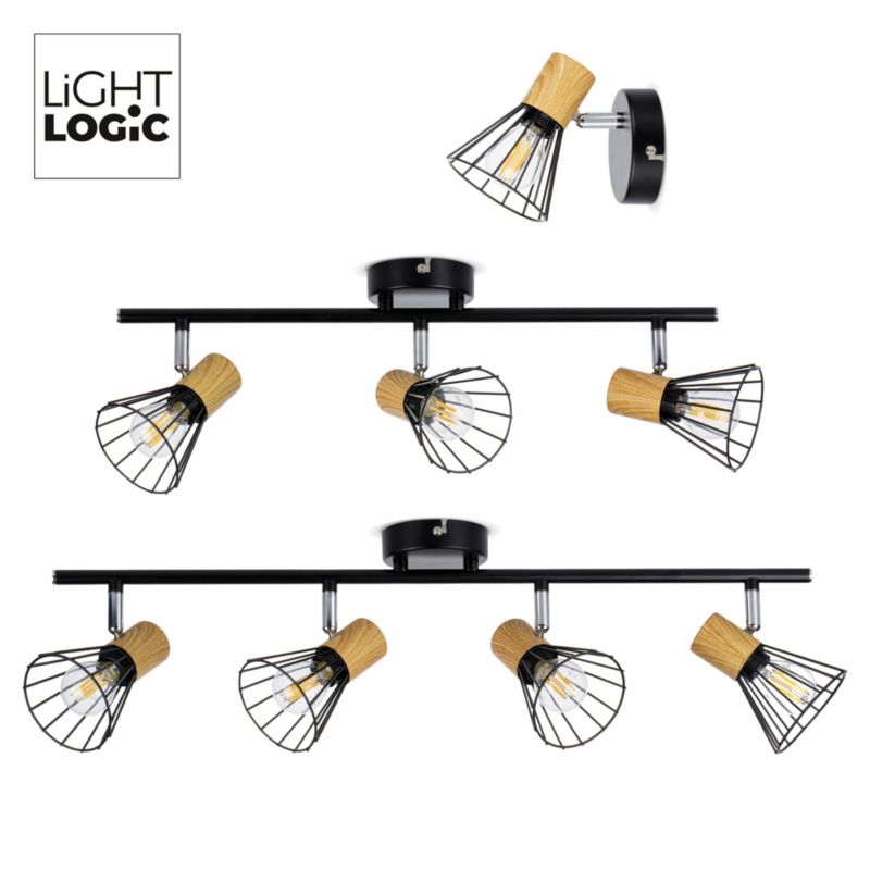 Lampa sufitowa LightLogic LL COYE EL-3I E14 66211 ścienna drewniana ...