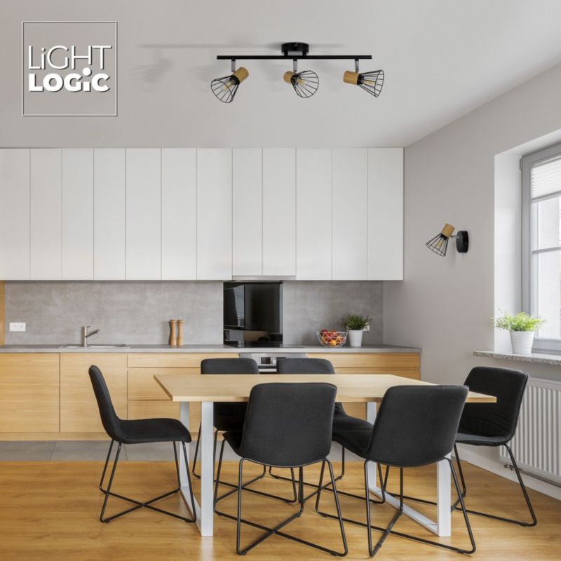 Lampa sufitowa LightLogic LL COYE EL-3I E14 66211 ścienna drewniana ...