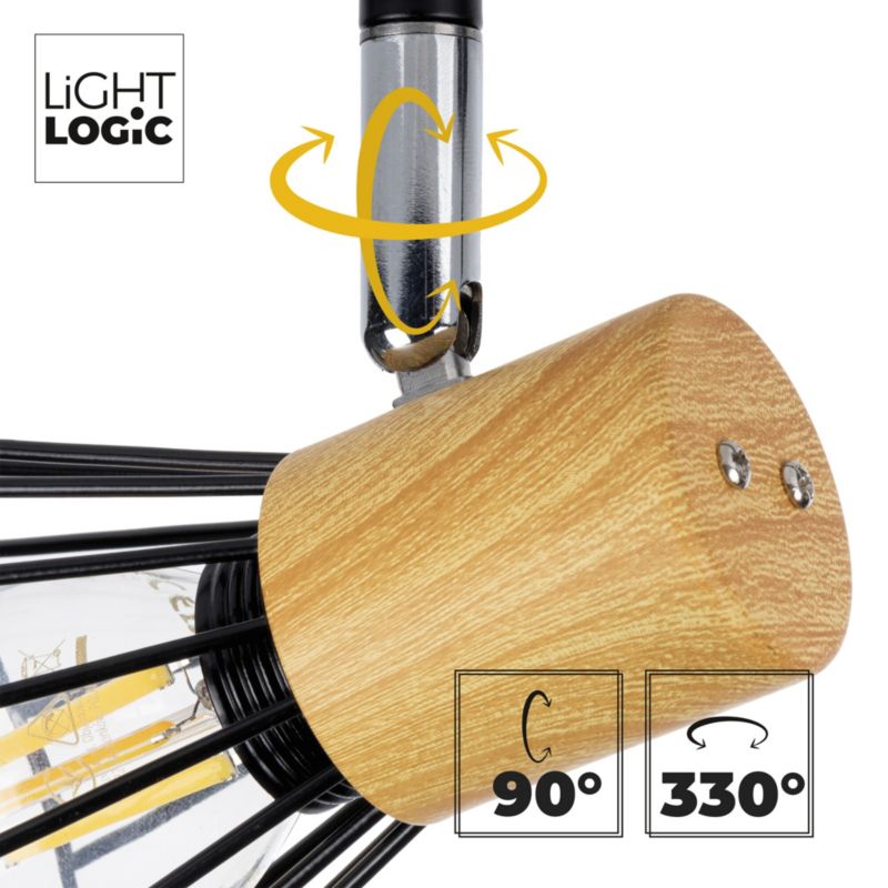 Lampa sufitowa LightLogic LL COYE EL-4I E14 66212 ścienna drewniana spot regulacja 1 szt.