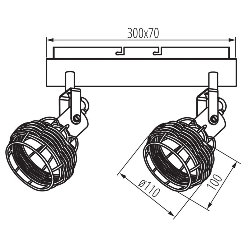 Lampa sufitowa LightLogic LL ITEZ EL-2I E14 7W 66181 spot regulowana podwójna rattan 1 szt.