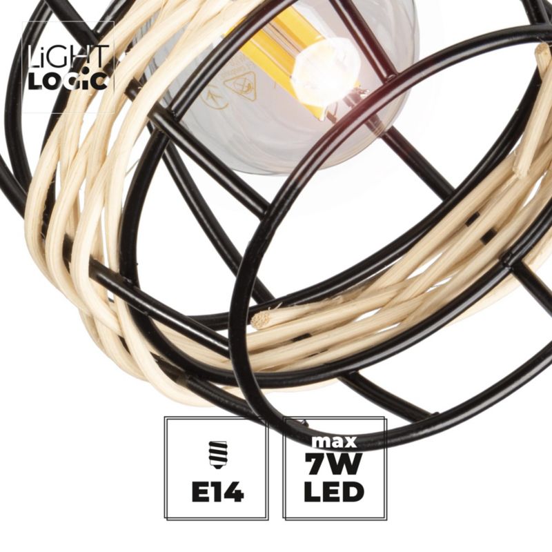 Lampa sufitowa LightLogic LL ITEZ EL-2I E14 7W 66181 spot regulowana podwójna rattan 1 szt.