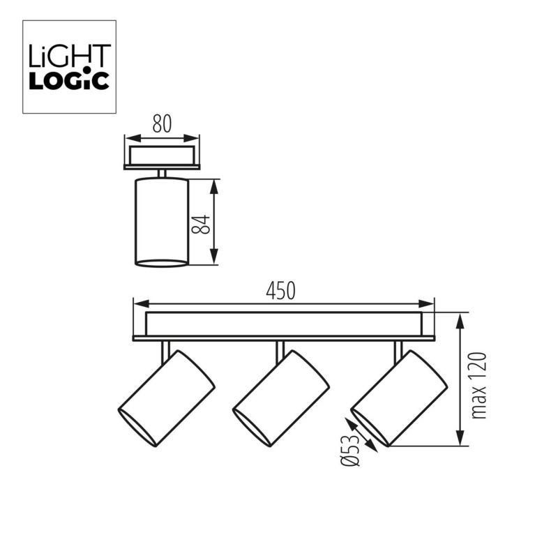 Lampa sufitowa LightLogic LL OSLO EL-3I B-SR 30550 potrójna spot oprawa halogen natynkowa ścienna 1 szt.