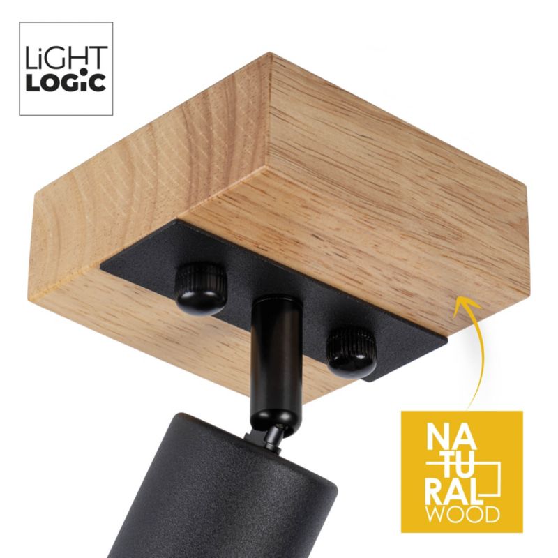 Lampa sufitowa LightLogic LL PRER EL-1O E27 66219 ścienna loft drewniana kinkiet regulowana 1 szt.