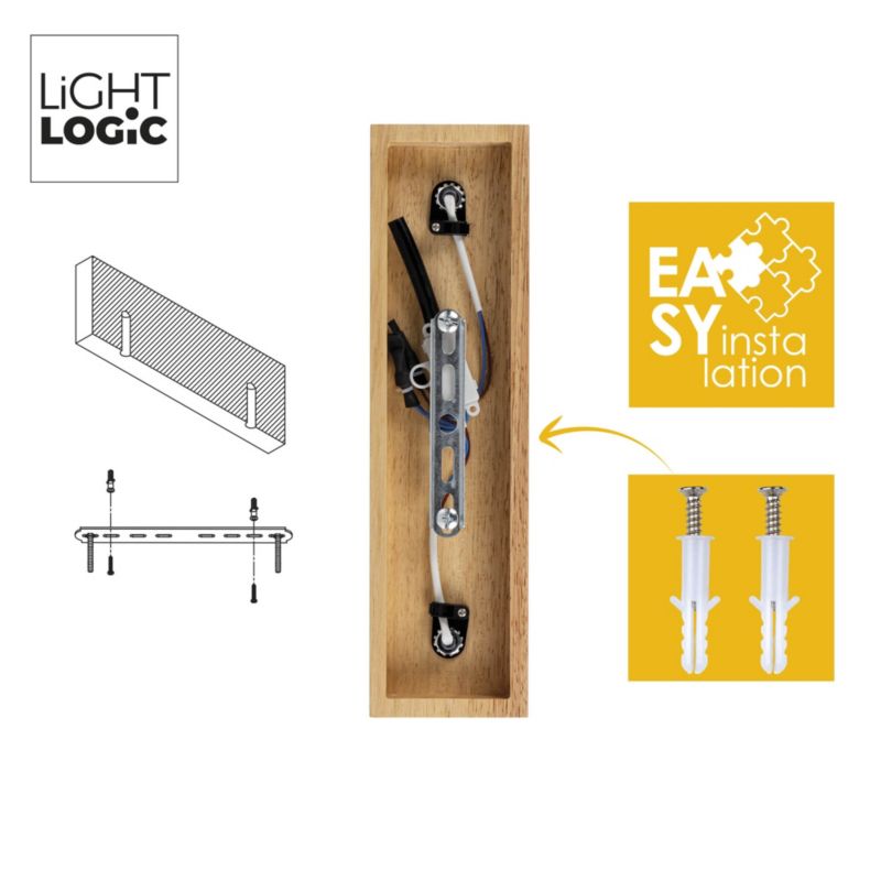 Lampa sufitowa LightLogic LL PRER EL-2I E27 66220 ścienna loft drewniana spot regulacja 1 szt.
