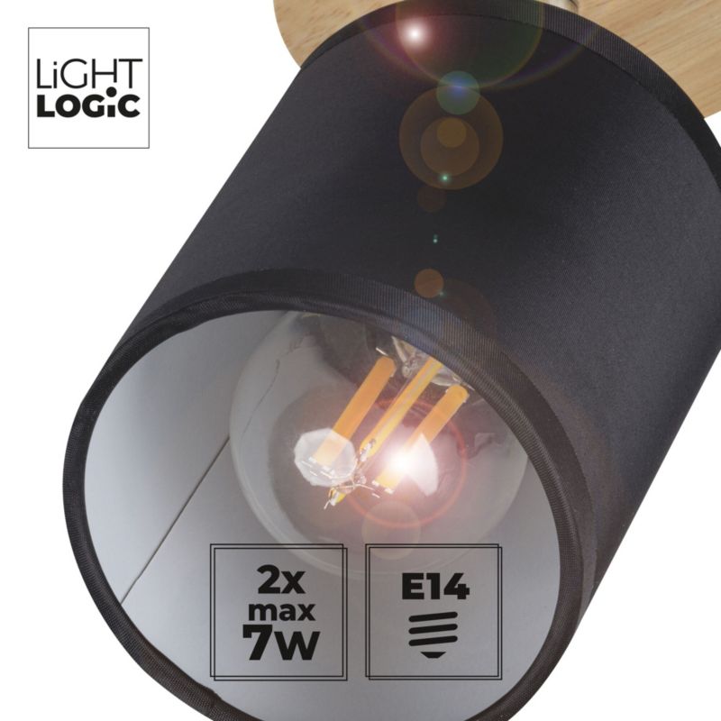 Lampa sufitowa LightLogic LL TALT EL-2I E14 66198 podwójna regulacja drewniana 1 szt.