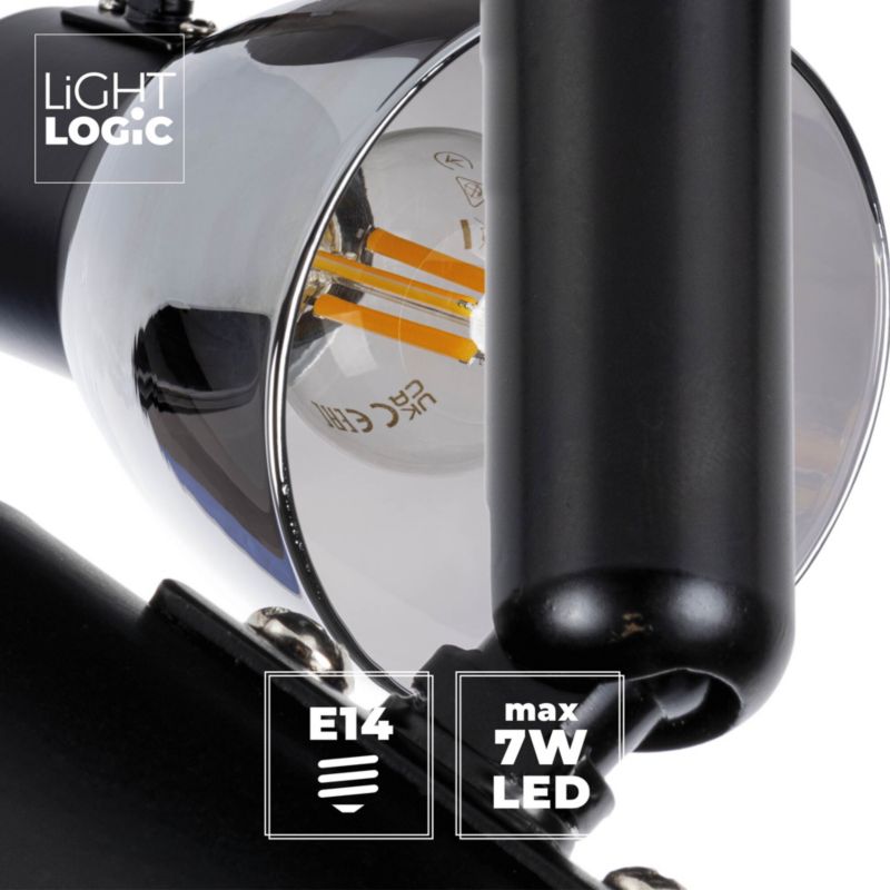Lampa sufitowa LightLogic LL UDON EL-1O E14 66200 szkło dymione regulacja kinkiet 1 szt.