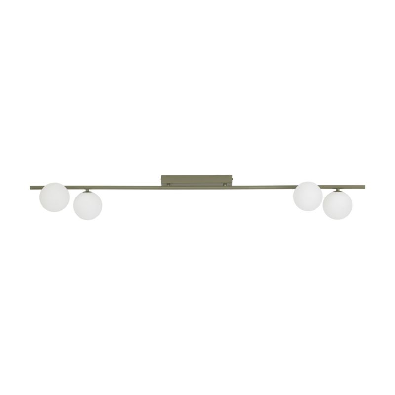 Lampa sufitowa listwa Tk Lighting Imelo Olive zielona klosze kule białe 4Xg9 - 1szt.