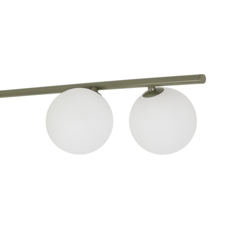 Lampa sufitowa listwa Tk Lighting Imelo Olive zielona klosze kule białe 4Xg9 - 1szt.