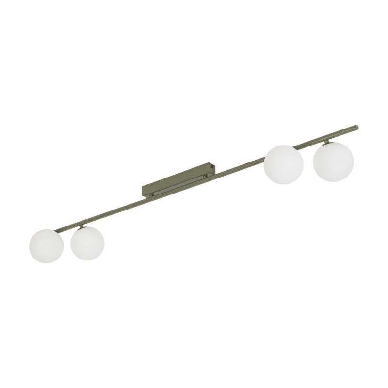 Lampa sufitowa listwa Tk Lighting Imelo Olive zielona klosze kule białe 4Xg9 - 1szt.