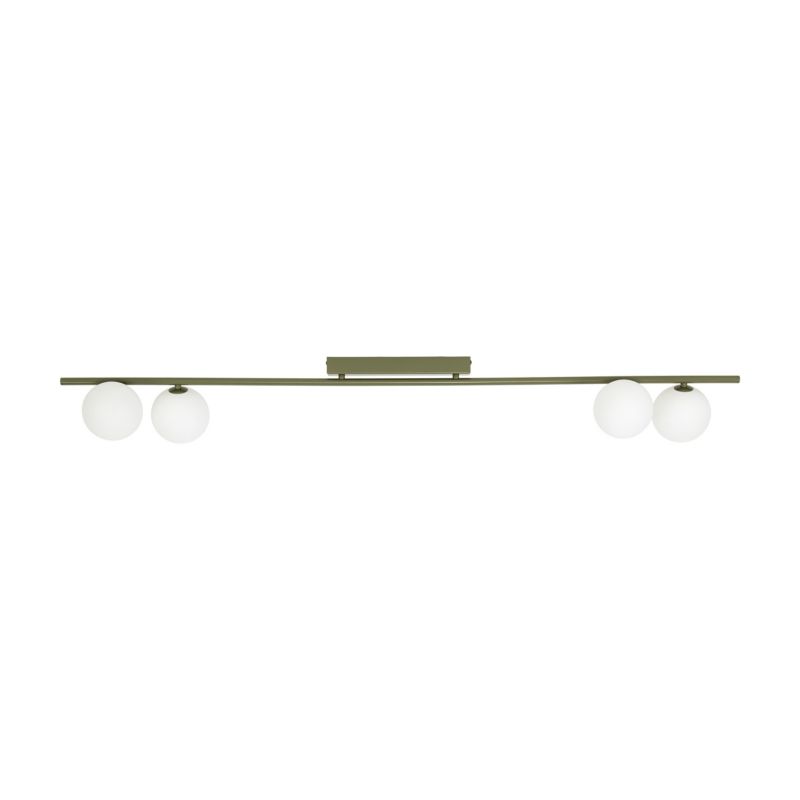 Lampa sufitowa listwa Tk Lighting Imelo Olive zielona klosze kule białe 4Xg9 - 1szt.