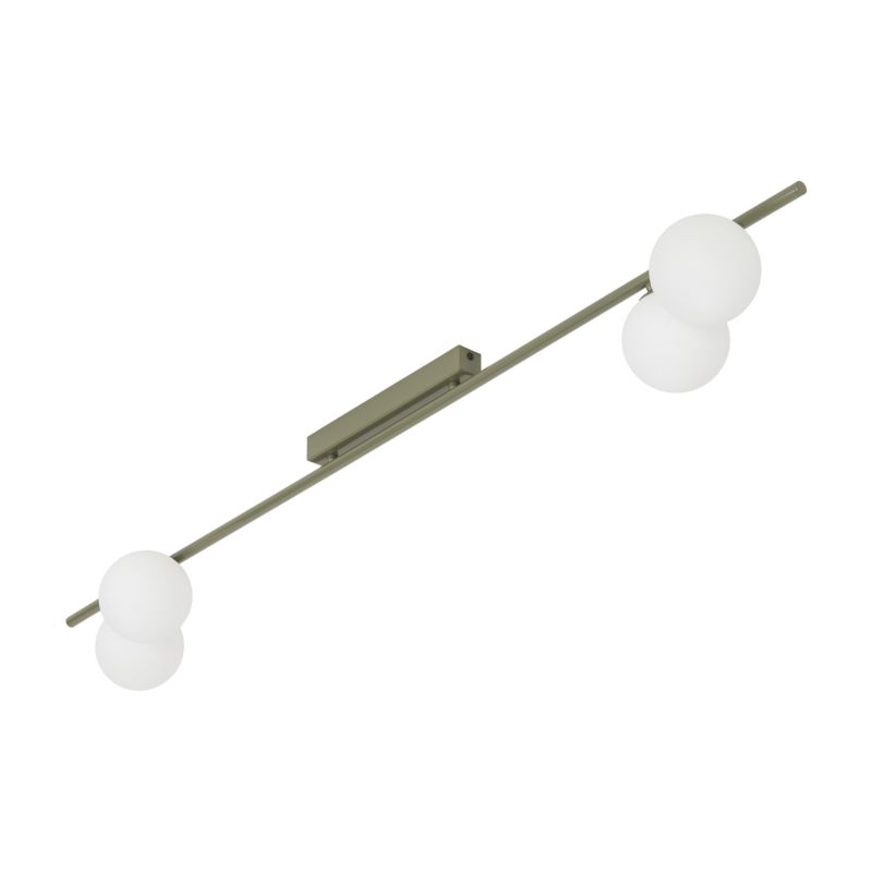 Lampa sufitowa listwa Tk Lighting Imelo Olive zielona klosze kule białe 4Xg9 - 1szt.