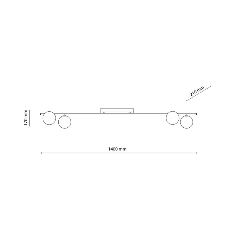 Lampa sufitowa listwa Tk Lighting Imelo Olive zielona klosze kule białe 4Xg9 - 1szt.