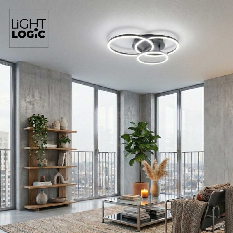 Lampa sufitowa LL GRYNDAR LED LAMP 66829 LIGHTLOGIC plafon 32W okrągła czarna 1szt.