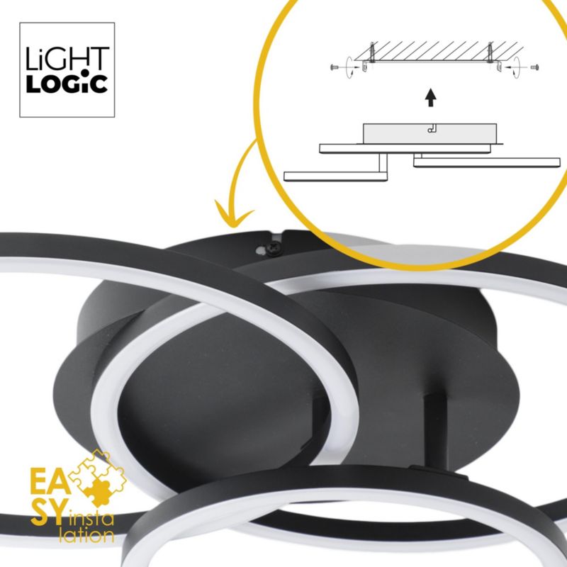 Lampa sufitowa LL GRYNDAR LED LAMP 66829 LIGHTLOGIC plafon 32W okrągła czarna 1szt.