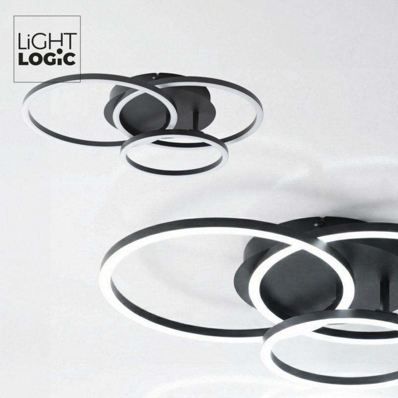 Lampa sufitowa LL GRYNDAR LED LAMP 66829 LIGHTLOGIC plafon 32W okrągła czarna 1szt.