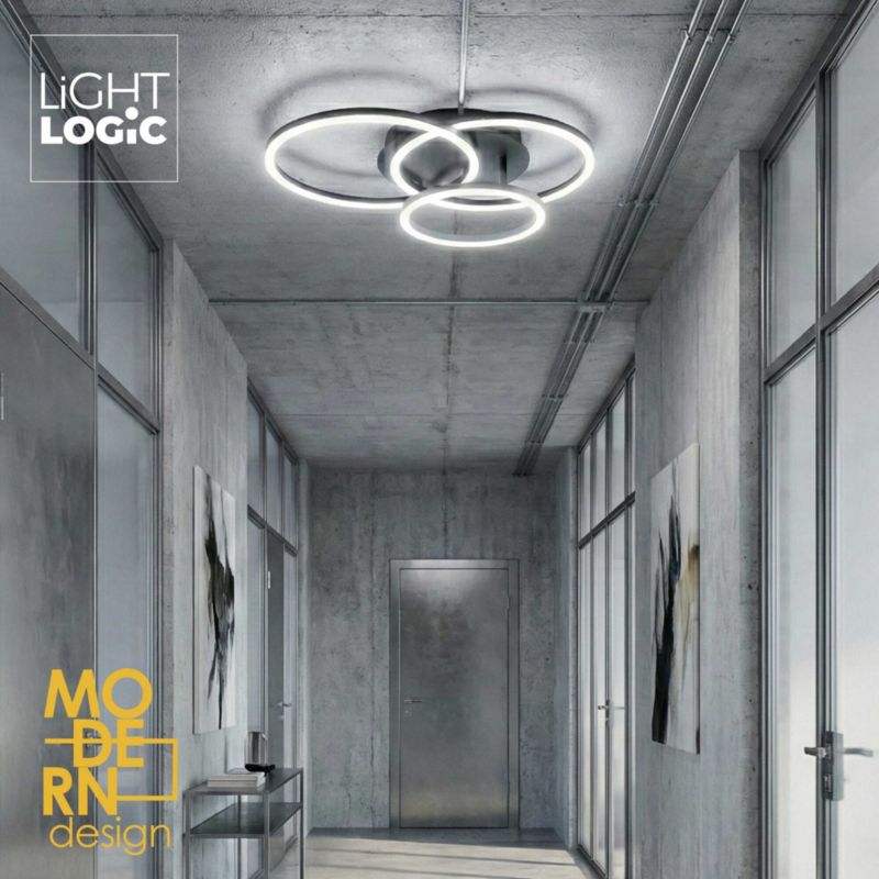 Lampa sufitowa LL GRYNDAR LED LAMP 66829 LIGHTLOGIC plafon 32W okrągła czarna 1szt.