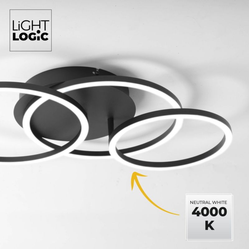Lampa sufitowa LL GRYNDAR LED LAMP 66829 LIGHTLOGIC plafon 32W okrągła czarna 1szt.