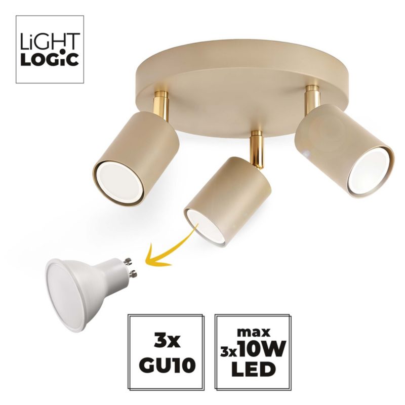 Lampa sufitowa LL YORIN BE EL-3O LIGHTLOGIC 66899 LIGHTLOGIC spot kinkiet regulowana beżowa kaszmir 1szt.