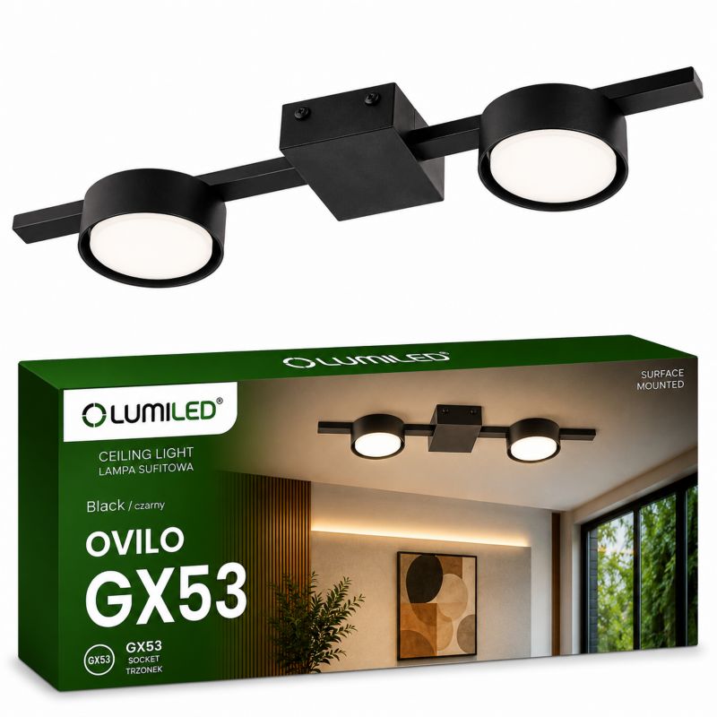 Lampa Sufitowa Lumiled Oprawa Halogenowa LED 2x GX53 Spot Kinkiet Reflektor Ścienna 1 szt.