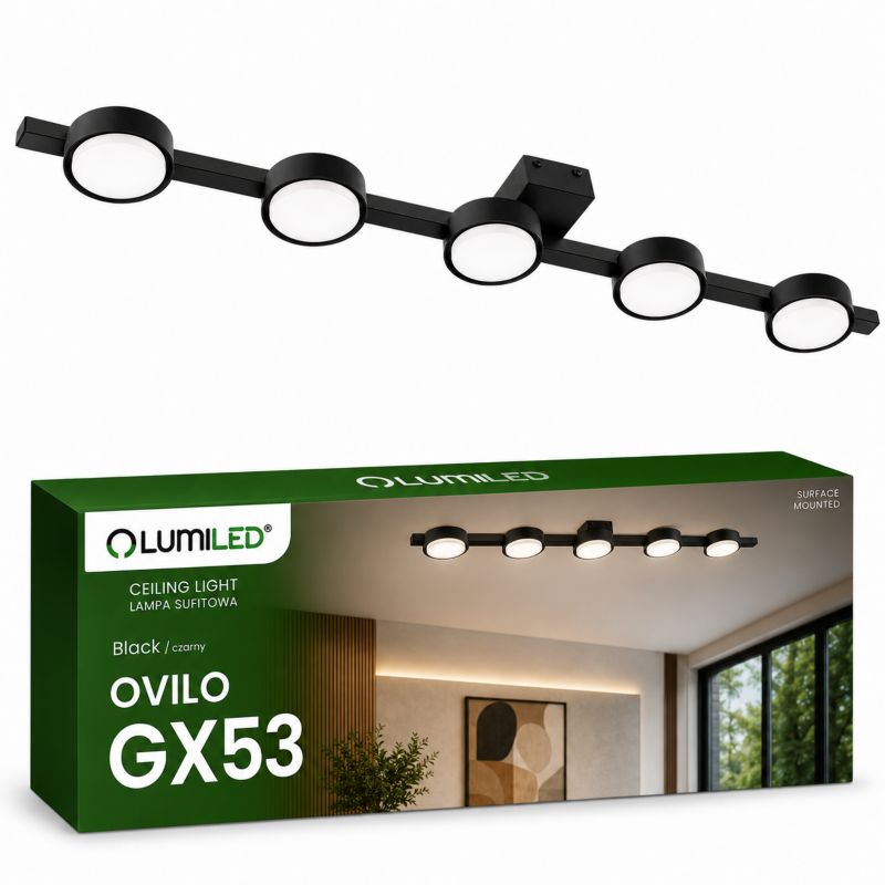 Lampa Sufitowa Lumiled Oprawa Halogenowa LED 5x GX53 Spot Kinkiet Reflektor Ścienna 1 szt.