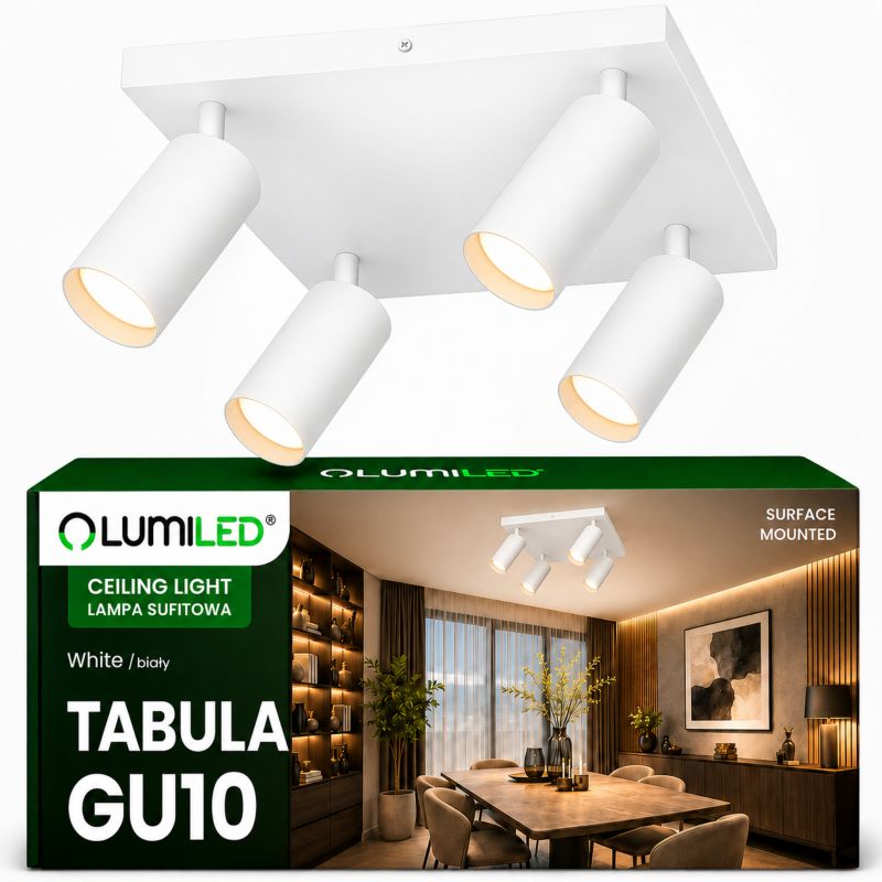 Lampa Sufitowa Lumiled Plafon Spot Tuba Reflektor Oprawa Halogenowa 4x GU10 1 szt.
