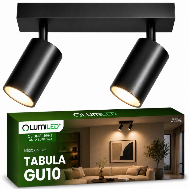 Lampa Sufitowa Lumiled Plafon Spot Tuba Reflektor Oprawa Halogenowa Skośna 2x GU10 1 szt.