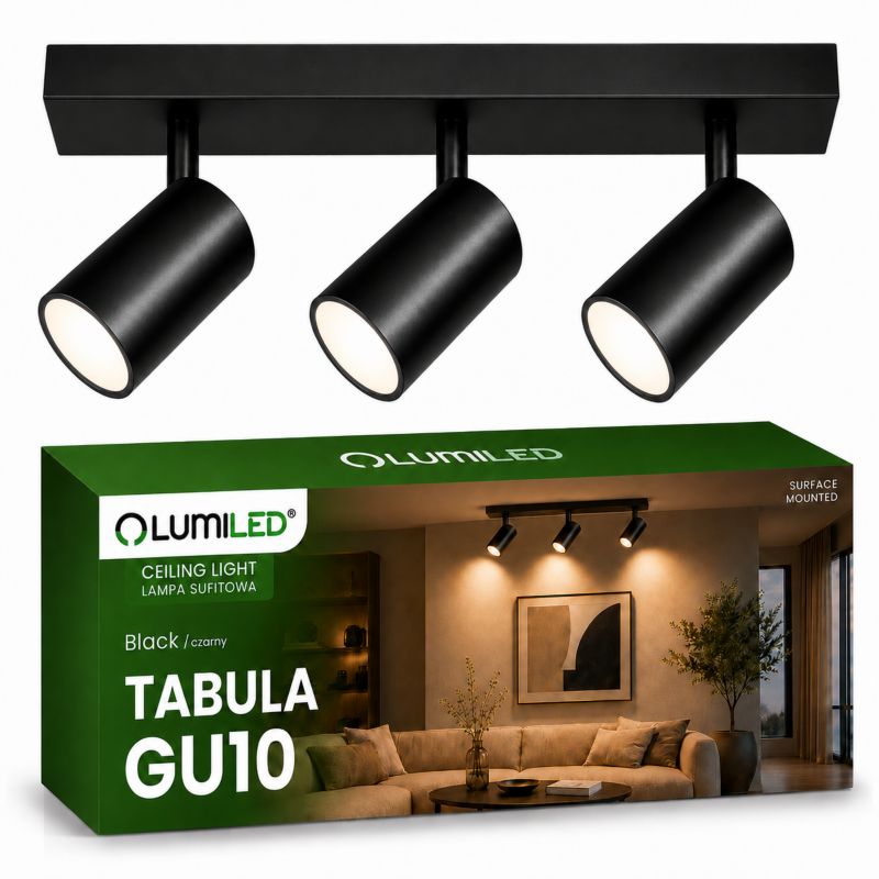 Lampa Sufitowa Lumiled Plafon Spot Tuba Reflektor Oprawa Halogenowa Skośna 3x GU10 1 szt.