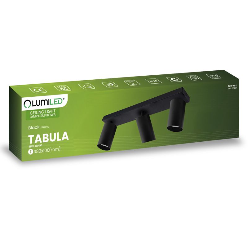 Lampa Sufitowa Lumiled Plafon Spot Tuba Reflektor Oprawa Halogenowa Skośna 3x GU10 1 szt.