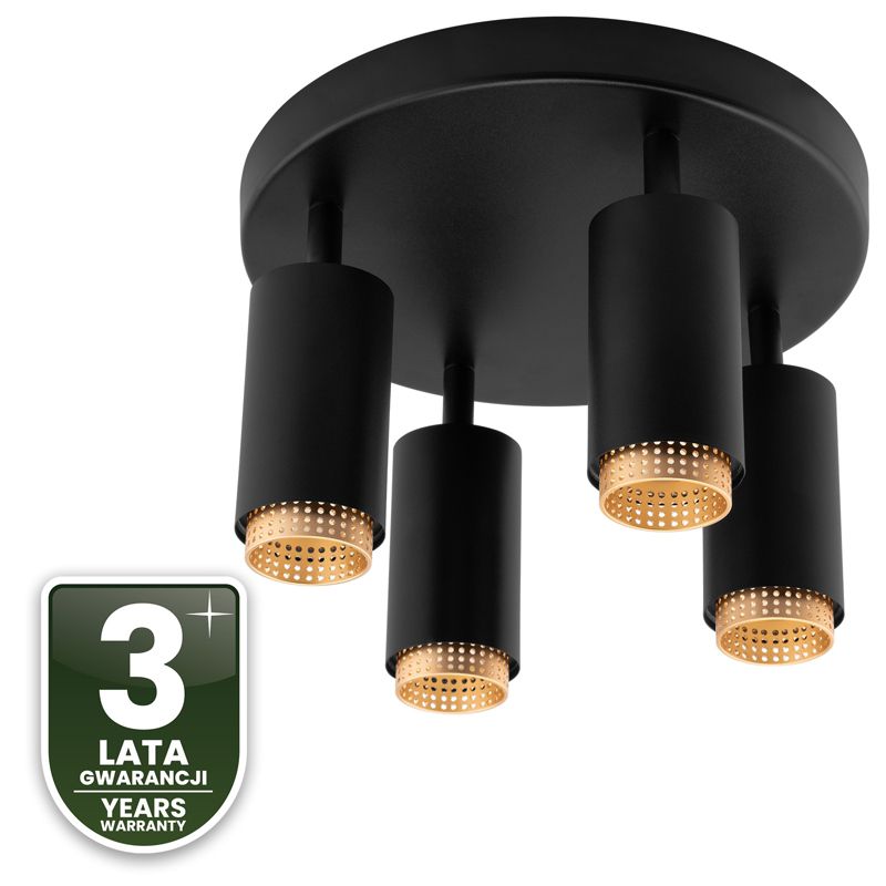 Lampa Sufitowa Lumiled Reflektor 4x GU10 Plafon ELIGIS Czarny 1 szt.