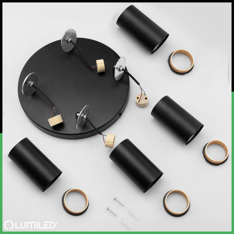 Lampa Sufitowa Lumiled Reflektor 4x GU10 Plafon ELIGIS Czarny 1 szt.