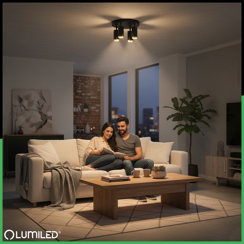 Lampa Sufitowa Lumiled Reflektor 4x GU10 Plafon ELIGIS Czarny 1 szt.