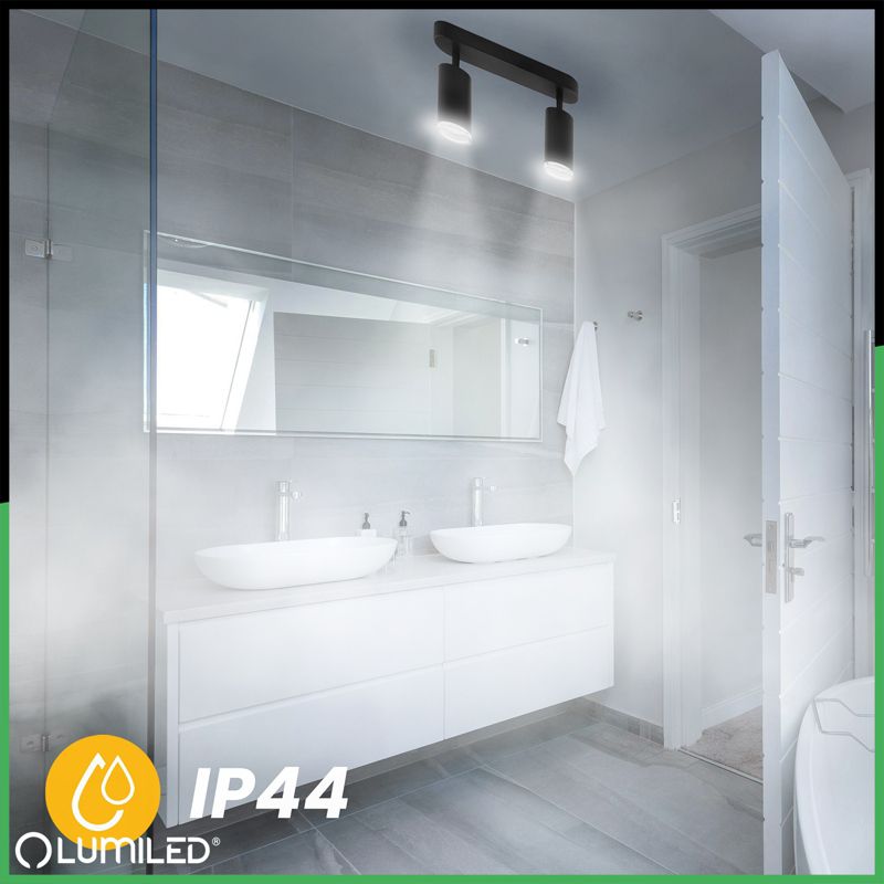 Lampa Sufitowa Lumiled Reflektor LED Spot 2x GU10 IP44 Czarna 1 szt.