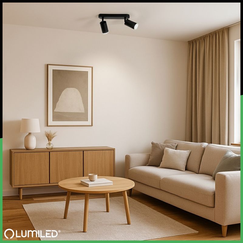 Lampa Sufitowa Lumiled Reflektor LED Spot 2x GU10 IP44 Czarna 1 szt.