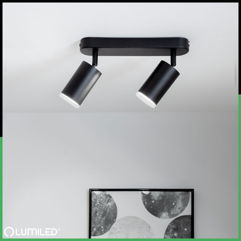 Lampa Sufitowa Lumiled Reflektor LED Spot 2x GU10 IP44 Czarna 1 szt.