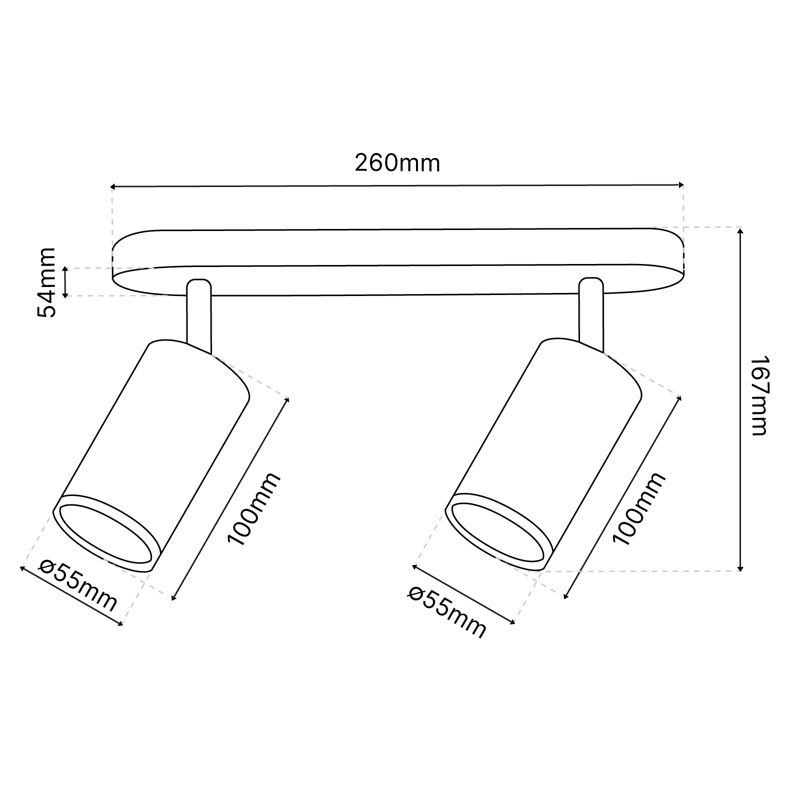 Lampa Sufitowa Lumiled Reflektor LED Spot 2x GU10 IP44 Czarna 1 szt.