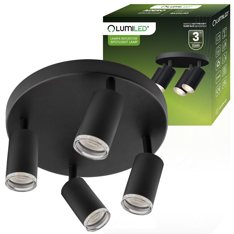 Lampa Sufitowa Lumiled Spot Tuba Reflektor LED Oprawa Halogenowa 4x GU10 Plafon 1 szt.