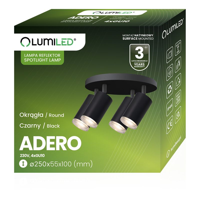 Lampa Sufitowa Lumiled Spot Tuba Reflektor LED Oprawa Halogenowa 4x GU10 Plafon 1 szt.