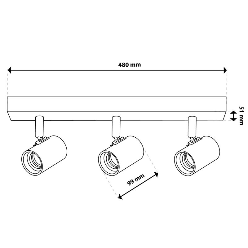 Lampa Sufitowa Lumiled Spot Tuba Reflektor Oprawa Halogenowa 3x E27 1 szt.